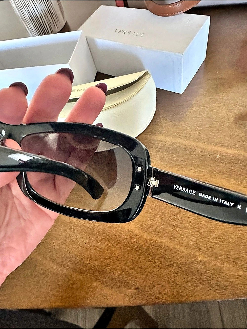Versace Oversized Sunglasses in Black & Brown - Picture 2 of 7